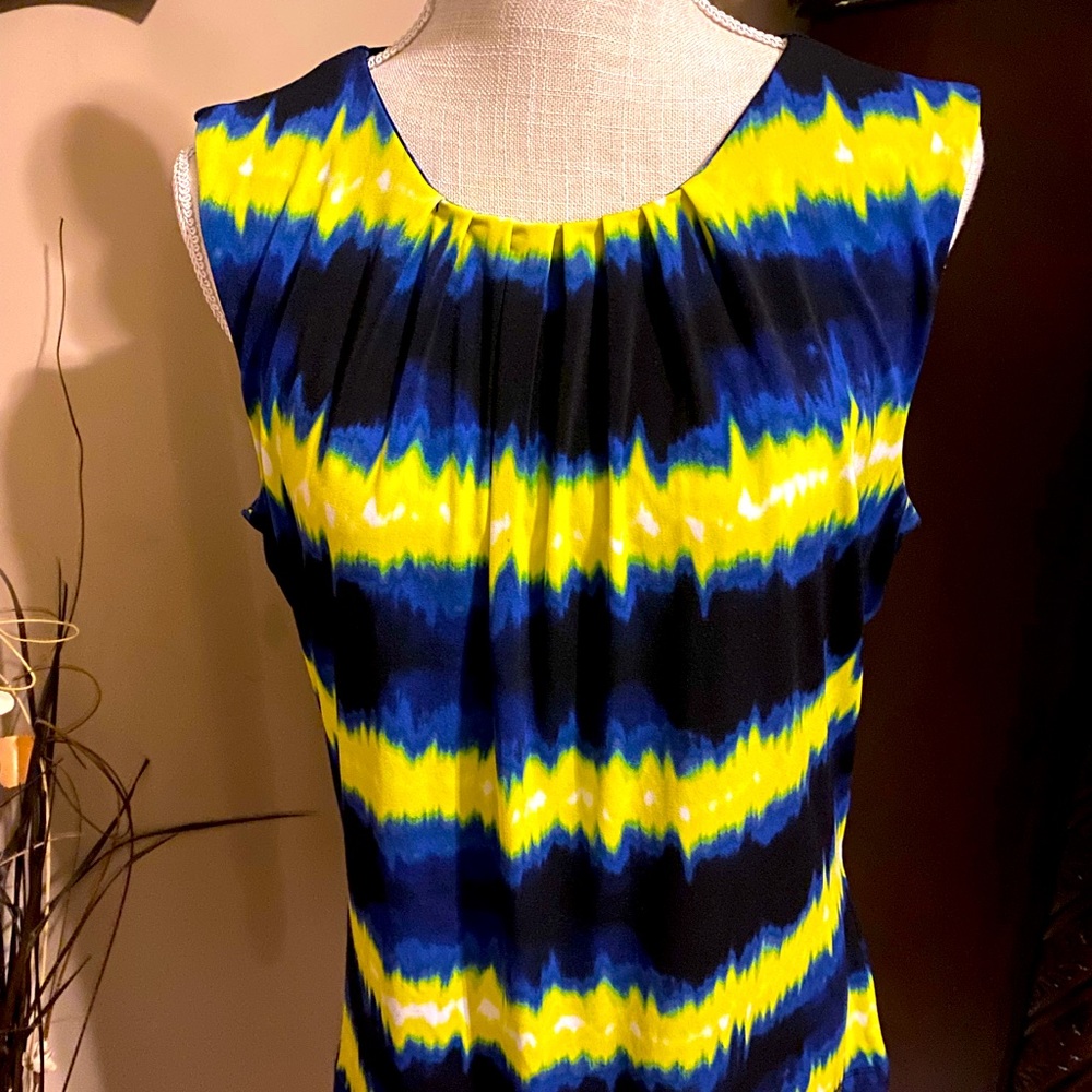 Calvin Klein - Jersey pleated round neck sleeveless top.